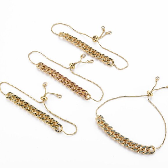 NWOT - beautiful slider bolo bracelet with Big Curb chain & Sparkly CZ 2/$20 - Picture 1 of 1